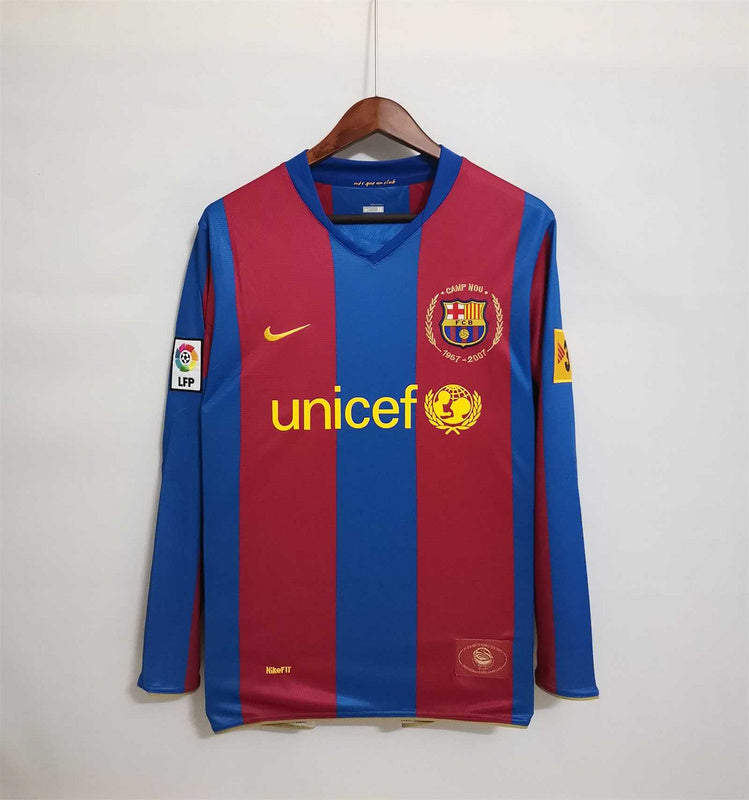 طقم برشلونة الأساسي ذو الأكمام الطويلة لموسم 2007-2008